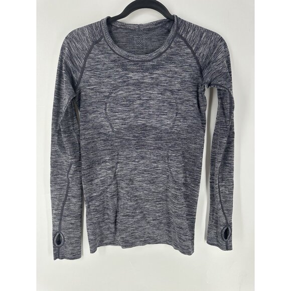 Lululemon Swiftly Tech Long Sleeve Crew Shirt Space Dye Heathered Blue 6 Read - Picture 1 of 6